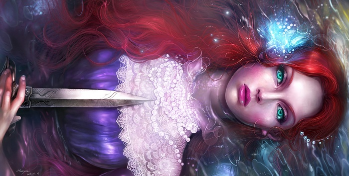 Fantasy artwork of a woman with a dagger