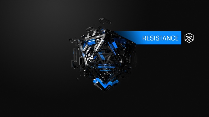 Ingress Resistance abstract geometric object with blue accents