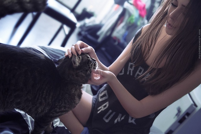 Fedor Shmidt with a cat