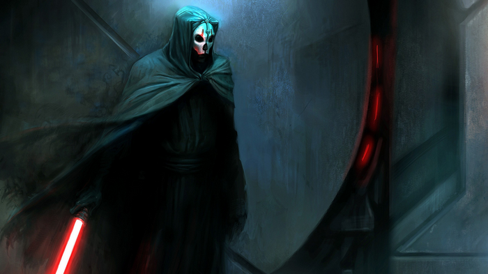 Darth Nihilus from Star Wars holding a lightsaber