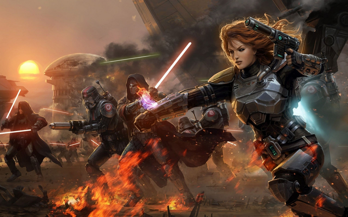 Star Wars battle with Jedi and Sith