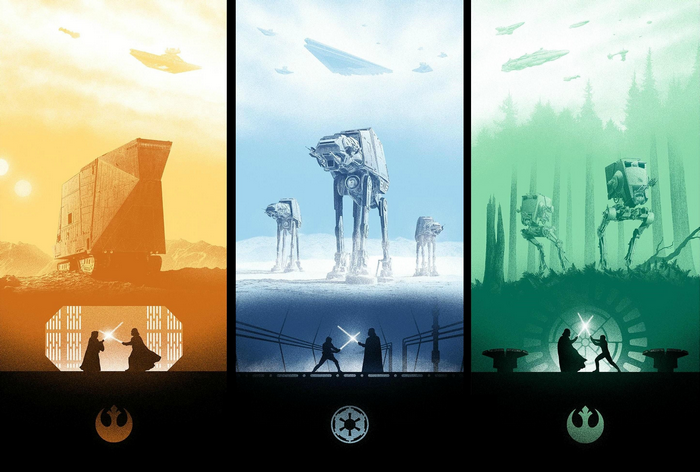 Star Wars Triptych: Tatooine, Hoth, and Endor Battles