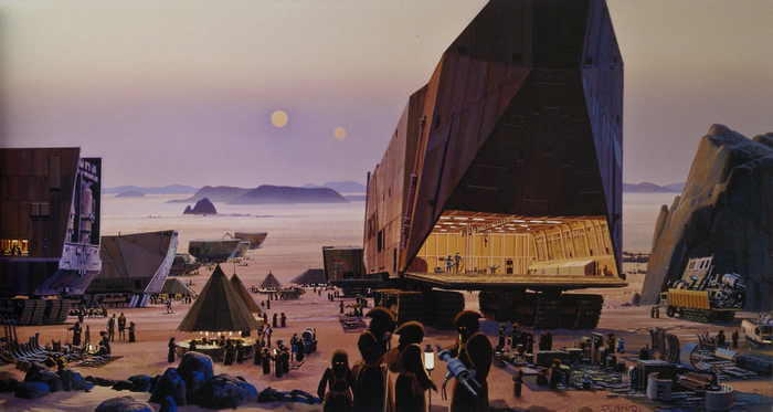Star Wars Sandcrawler scene with Jawas