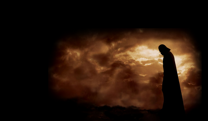 Darth Vader Silhouette Against Stormy Sky