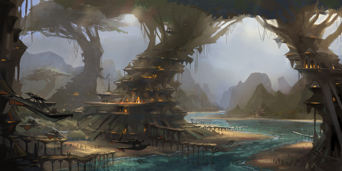 Star Wars alien village built into trees