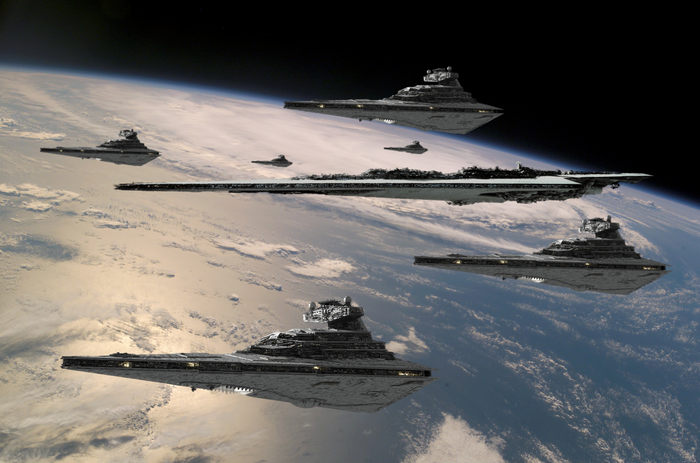 Star Wars Imperial Star Destroyers in orbit