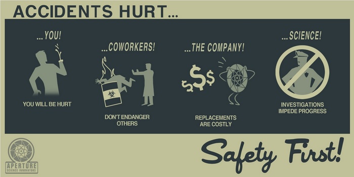 Aperture Science Safety First Poster