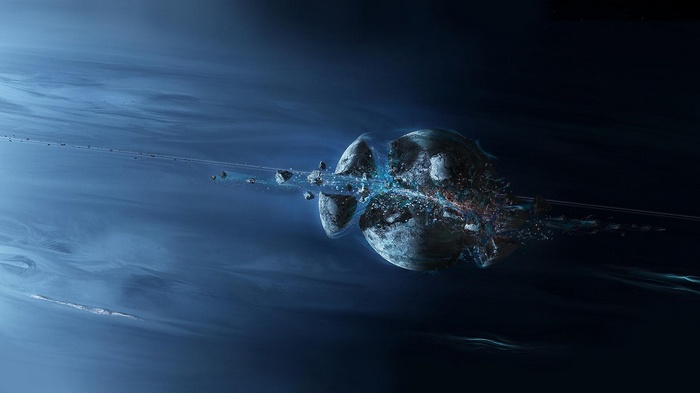 Planet shattering in deep space with debris ring