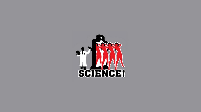 Scientist and women emerging from a machine