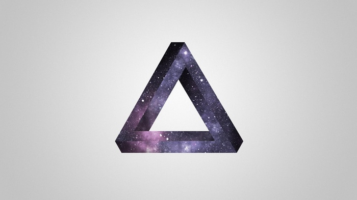 Penrose triangle with a space art texture