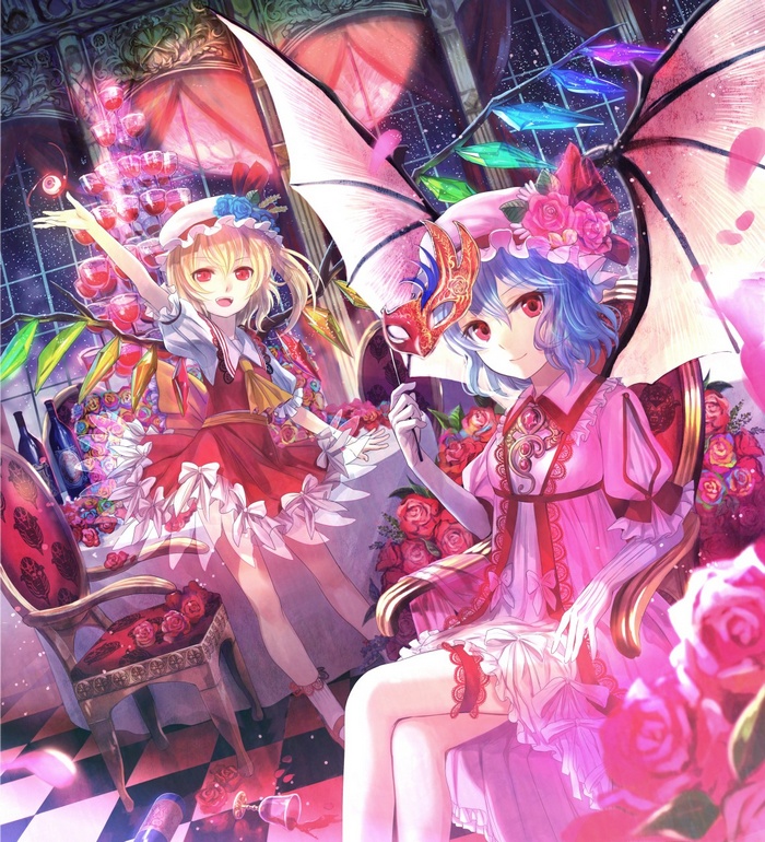 Flandre Scarlet and Remilia Scarlet with Roses