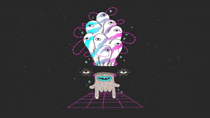 Abstract alien creatures in space