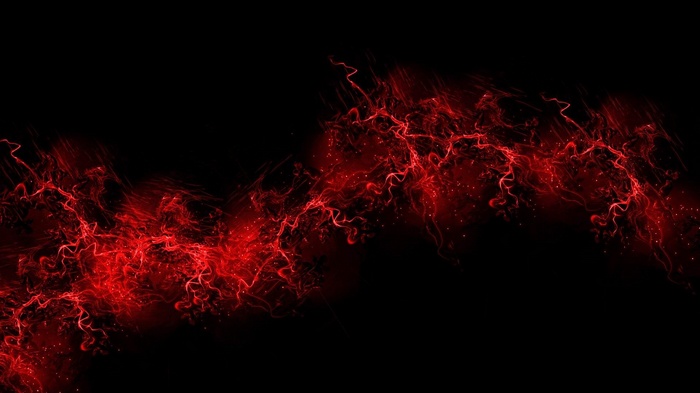 Abstract red energy swirls on black background