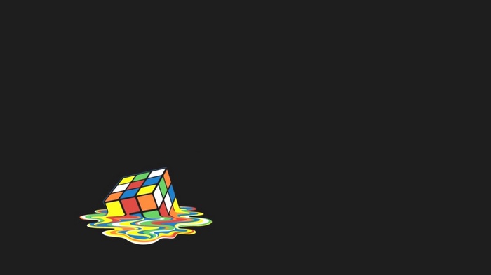 Melting Rubik's Cube on Black Background
