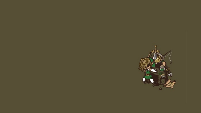 Link from The Legend of Zelda with items
