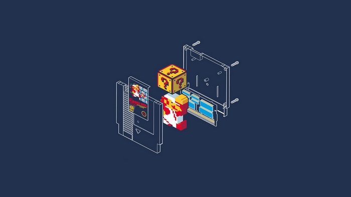 Super Mario Bros. NES cartridge exploded view