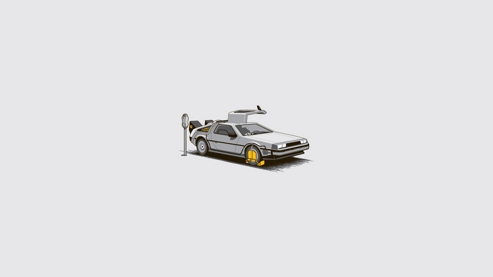 DeLorean time machine with parking ticket