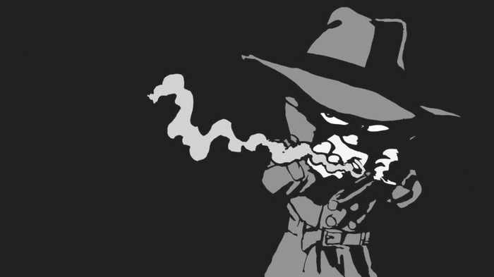 Minimalist cartoon man in hat smoking