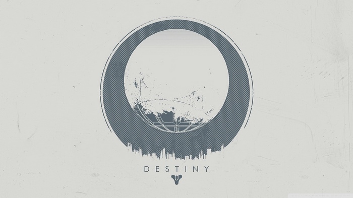 Destiny video game logo with planet and city skyline