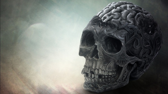 Ornate Skull with Brain Texture