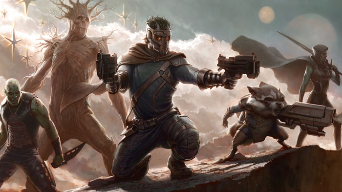 Guardians of the Galaxy: Star-Lord, Gamora, Groot, Drax, Rocket