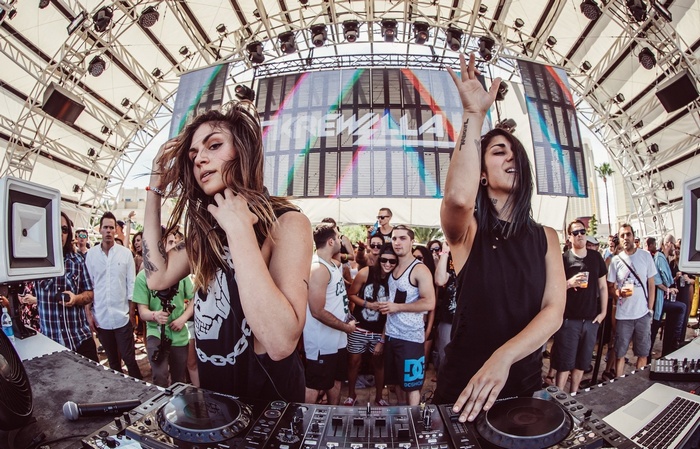Krewella performing live at an outdoor music festival