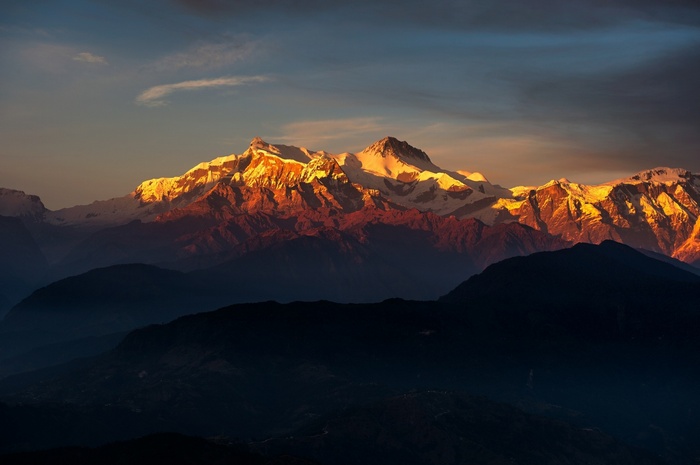 Himalayas mountains at sunset, Tibet, China