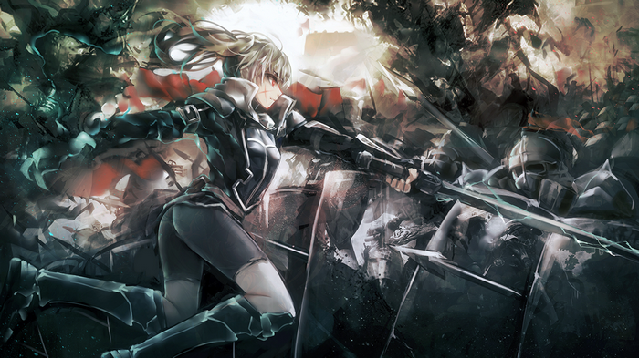 Pixiv Fantasia anime girl in battle