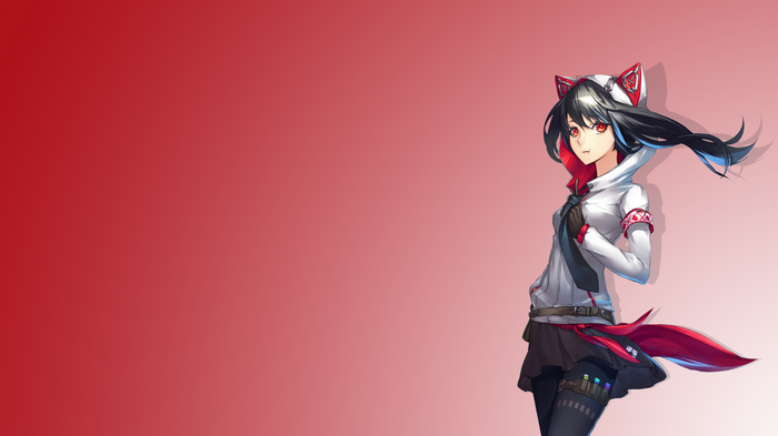 Anime girl with cat ears and red eyes