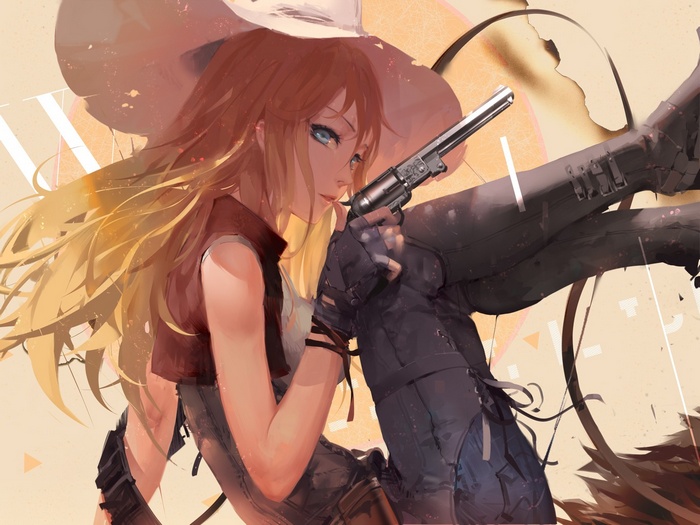 original characters, cowgirl, anime girls, anime