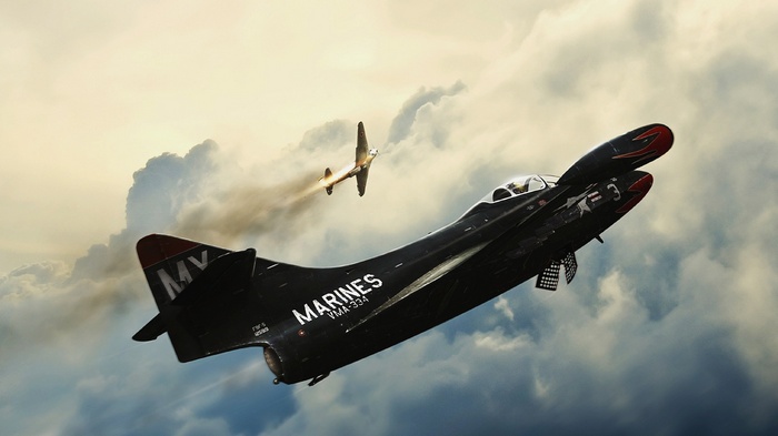 USMC Grumman F7F Tigercat in aerial combat