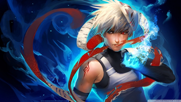 Hatake Kakashi from Naruto Shippuden with blue energy