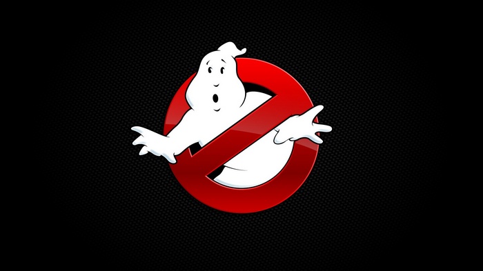Ghostbusters logo with a ghost and a red prohibition sign