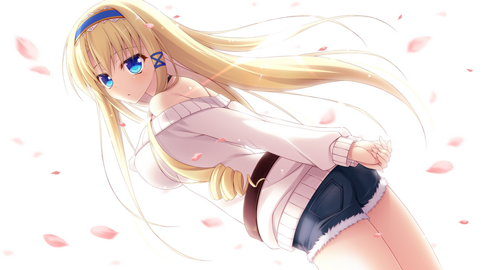 Anime girl with blonde hair and blue eyes