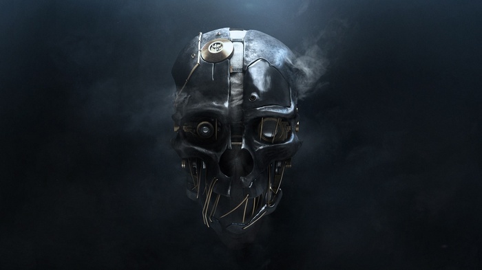 Corvo Attano's mask from Dishonored with smoke