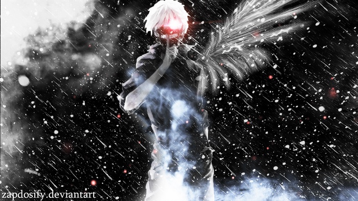 Kaneki Ken from Tokyo Ghoul in the rain