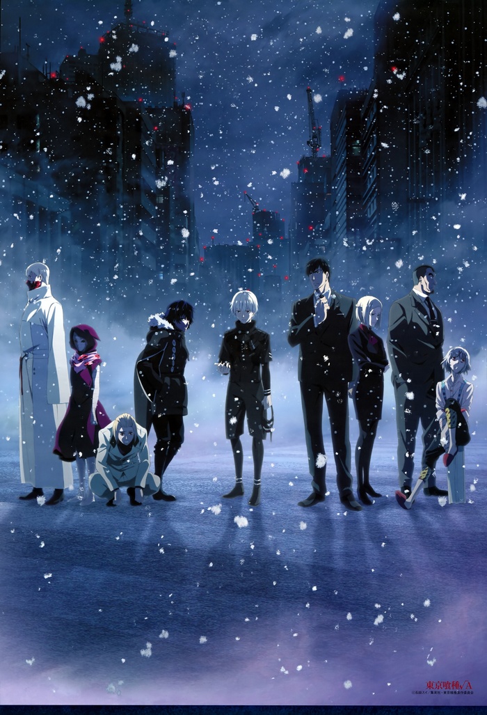 Tokyo Ghoul characters in a snowy city