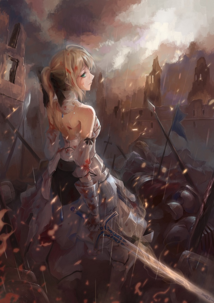 Saber Lily in a battlefield