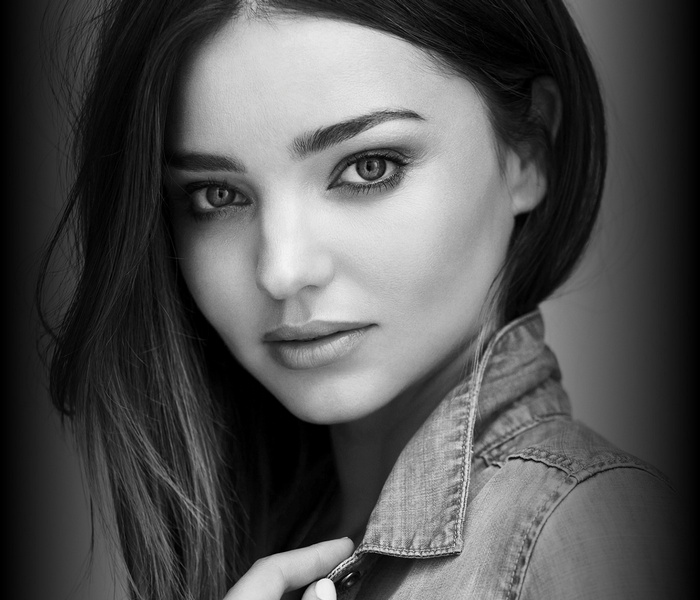 Brunette Face Model Women Miranda Kerr Monochrome Hd Wallpaper