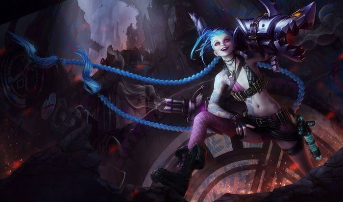 Jinx from League of Legends with her minigun