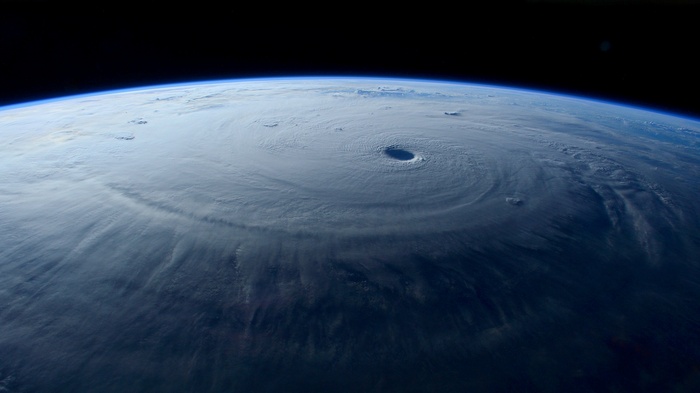 Satellite view of a large hurricane over the ocean