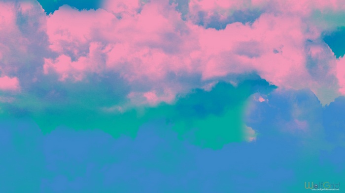 Pink and blue clouds in a minimalist sky