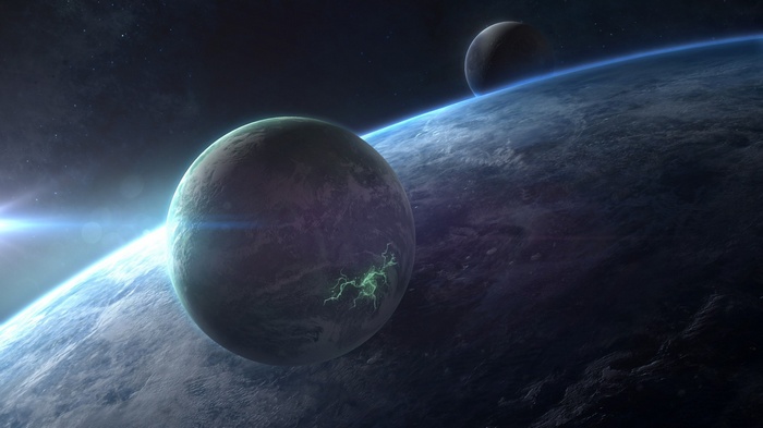 Space scene with planets and stars