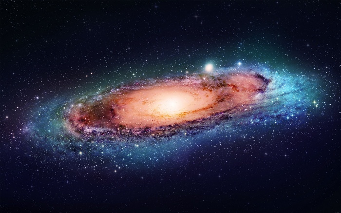 Spiral galaxy in deep space with stars