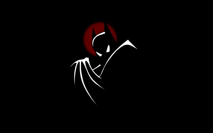 Batman silhouette with red moon