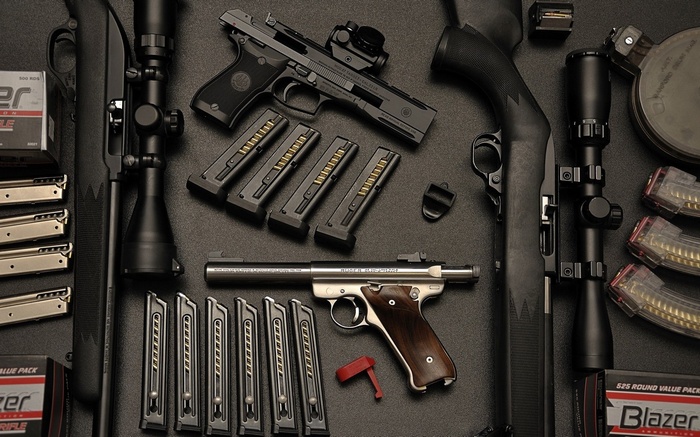 Beretta and Ruger firearms with magazines