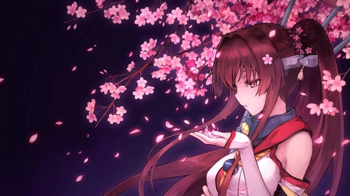 Yamato (KanColle) with Cherry Blossoms