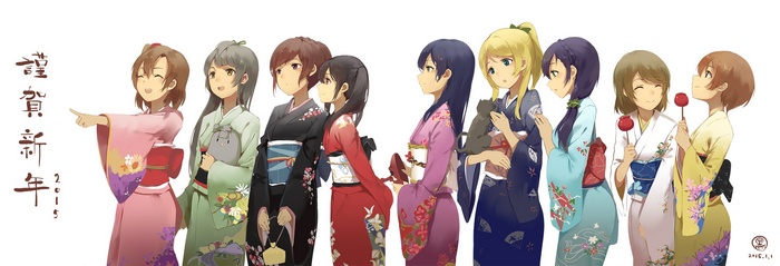 Love Live! girls in kimonos for New Year