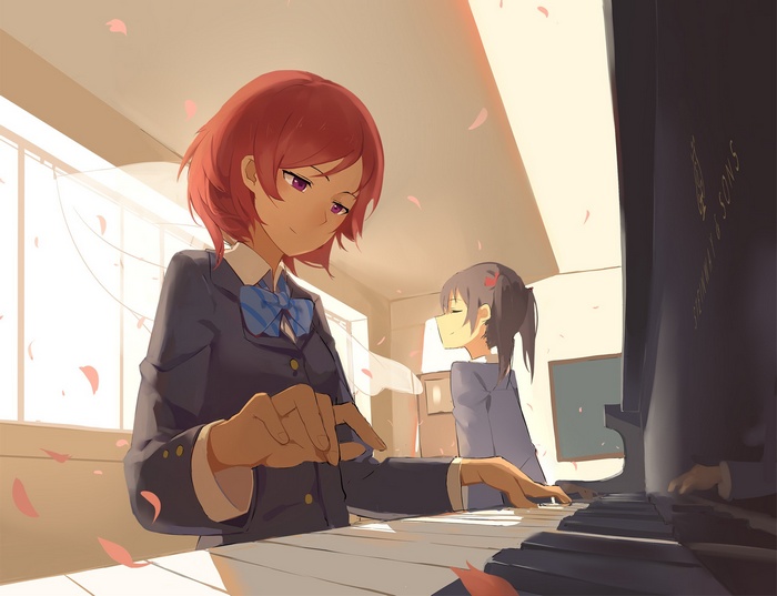 Love Live! Nishikino Maki and Yazawa Nico play piano