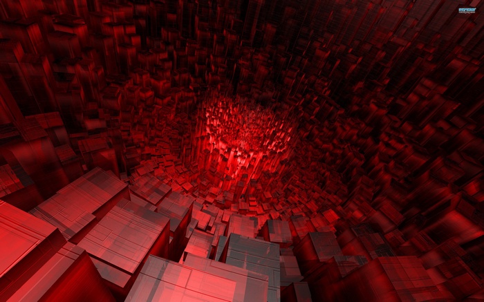 Abstract red CGI geometric shapes